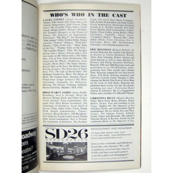 Time Stands Still Playbill December 2010 Laura Linny Brian d'Arcy James Bogosian - Picture 7 of 8